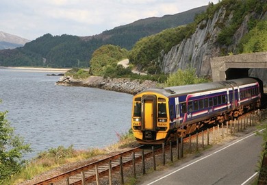 Travelling on the Scotrail service to Kyle of Lochalsh on the Kyle Line Travelling on the Scotrail service to Kyle of Lochalsh on the Kyle Line
