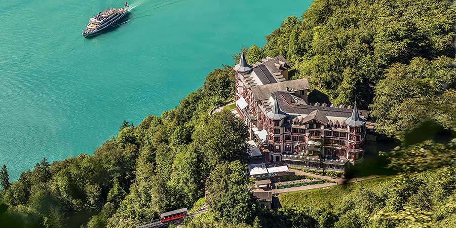 Enjoying exquisite views from the historic Grandhotel Giessbach
